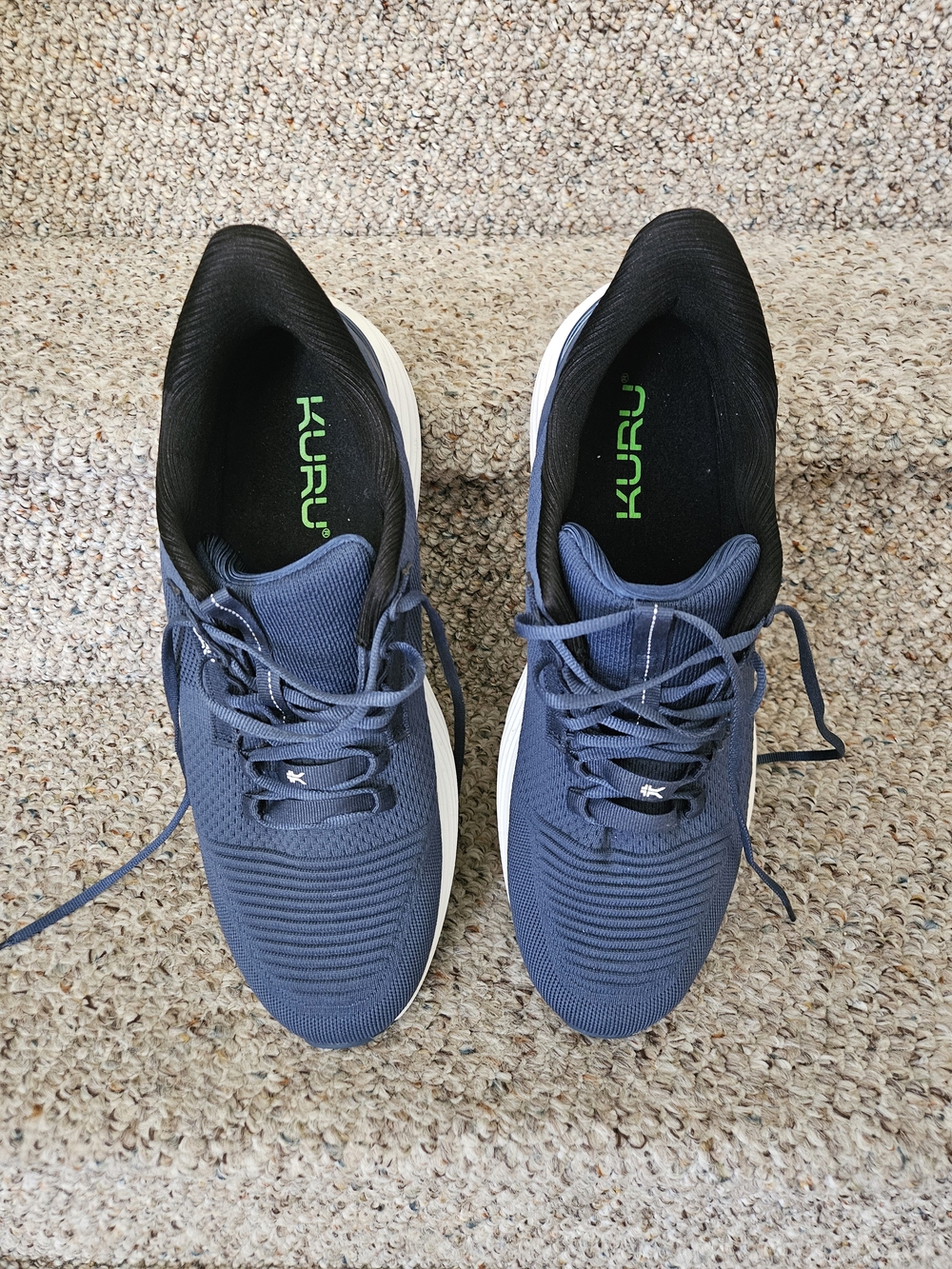 KURU Men's Navy and White Knit Lace-Up Sneakers
